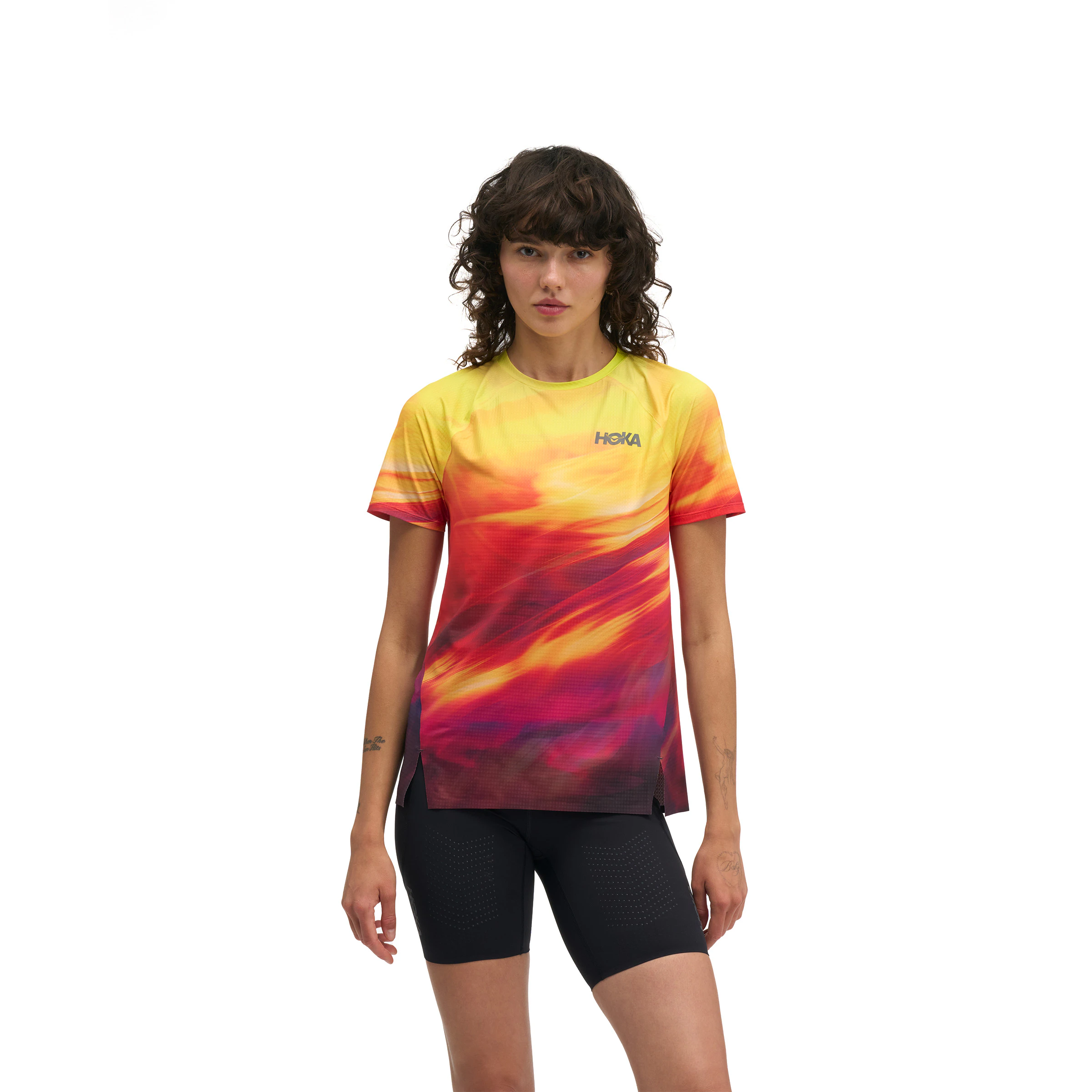HOKA Race Day T-shirt Track Print Dames