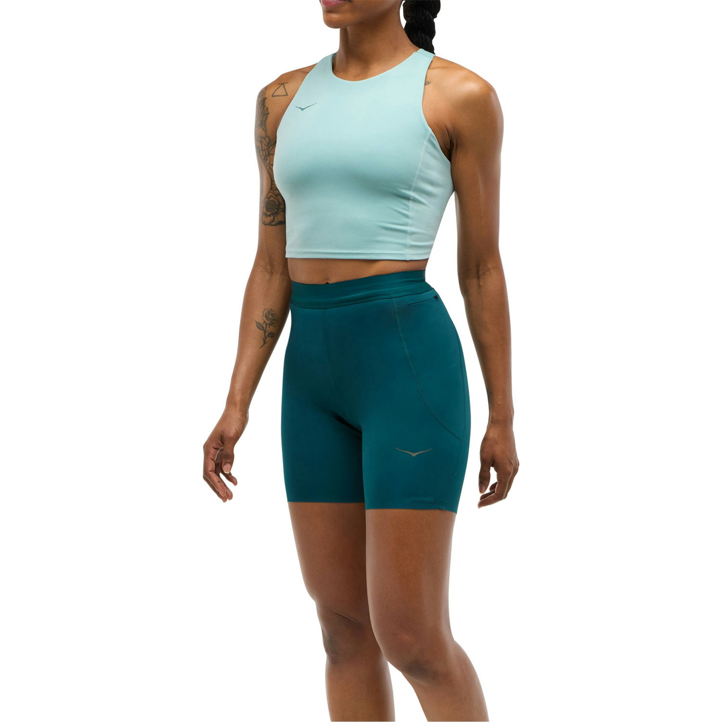 HOKA Hardloopbroeken turquoise en blauw